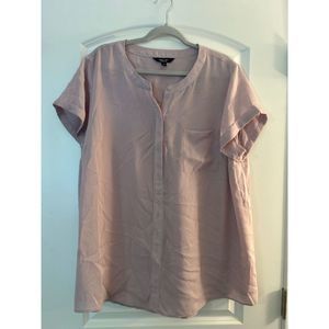 Simply Vera Vera Wang Women Blouse Blush Short Sleeve Button Up Sz 2XL